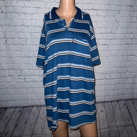 MP New Fashion Tops - MP New Fashion Dark Blue, Gray & Black Striped Collar Shirt size XXXL